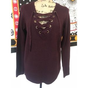 NWT ny&co purple laced v-neck sweater